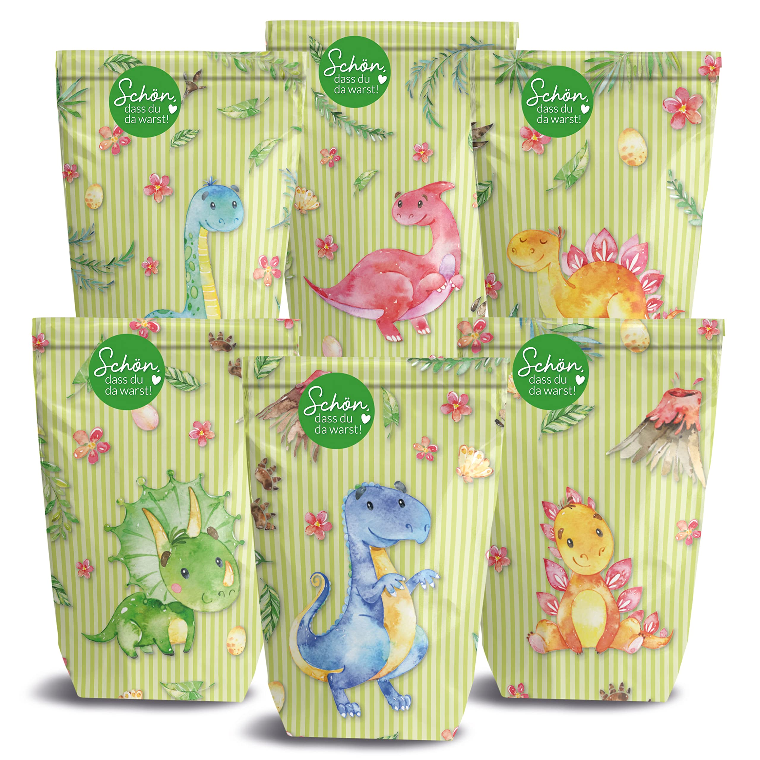 Papierdrachen Partytüten Set - 24 Geschenktüten mit Stickern zum Geburtstag - Mitgebsel zum Befüllen und Verschenken - kleines Dankeschön an Deine Gäste