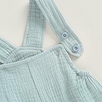 Vista 6 de Mubineo Mono básico de lino de algodón liso para bebé, niña, niño, sin mangas, mameluco para recién nacido