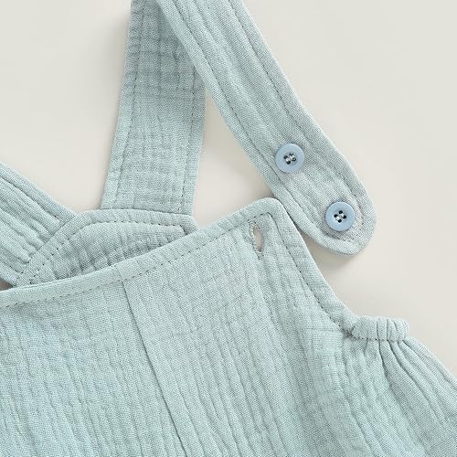 Miniatura 6 de Mubineo Mono básico de lino de algodón liso para bebé, niña, niño, sin mangas, mameluco para recién nacido