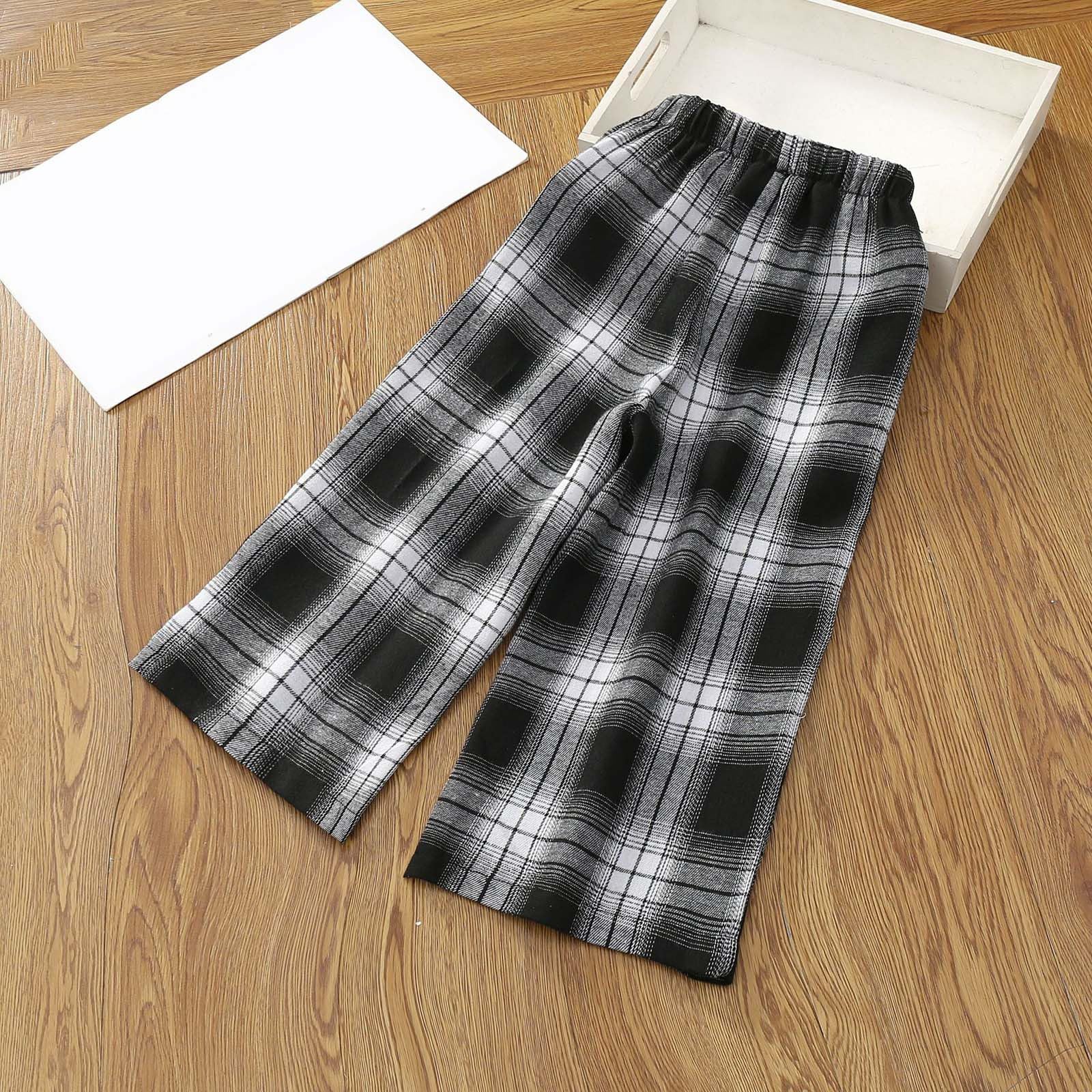 Pyjamahose Mädchen Freizeithose Kinder, Kariert Karomuster Locker Bequeme Hose mit elastischem Bund, Vielseitig Kombinierbar Casual Hose für Alltag, Schule, Freizeit & Outdoor 5-12 Jahre