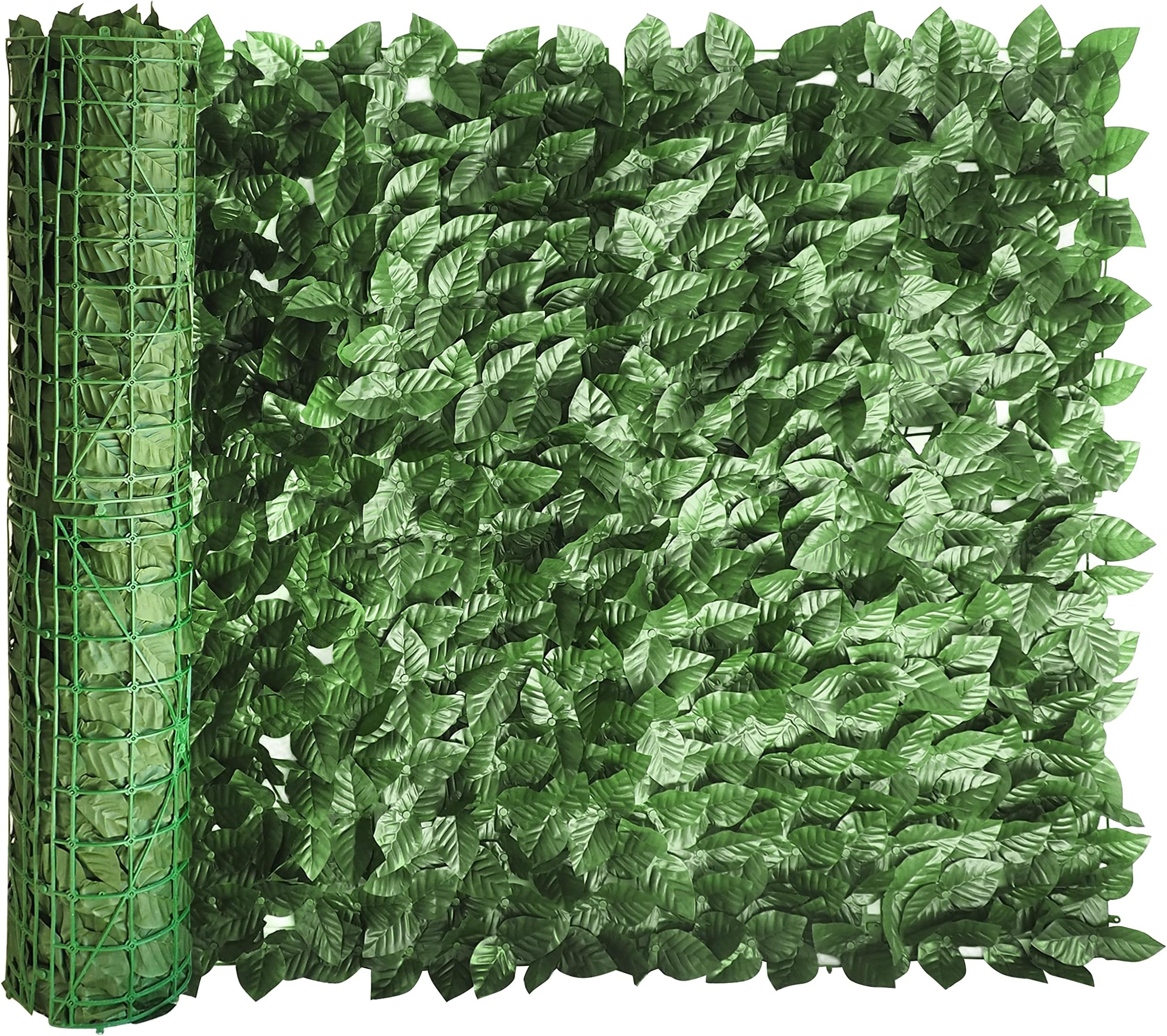Ifence View40 x 138 inch Faux Ivy Leaves Hedge Privacy Fence Screen Fence Cover for Indoor Wall Balcony Outdoor Fence Patio Deck Railing Gate Yard Garden Zip Ties Included, Green