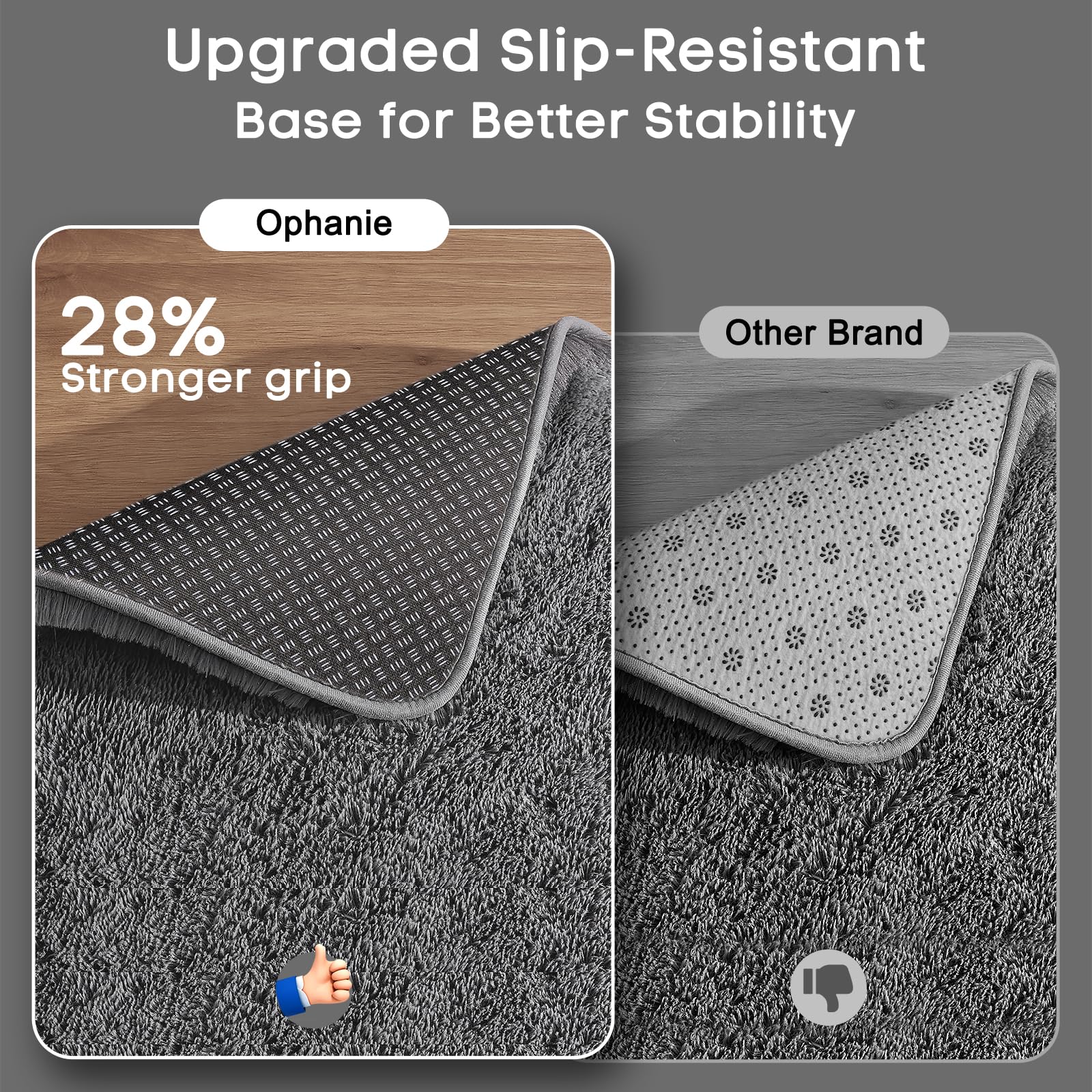 Ophanie Small Rug Upgrade Non Slip Throw Bedside Area Rugs, Fluffy Soft Grey Mini Bedroom Carpet, Affordable Door Entryway Indoor Inside Front Entrance Dog 2x3 Mat, Home Decor Aesthetic, Nursery