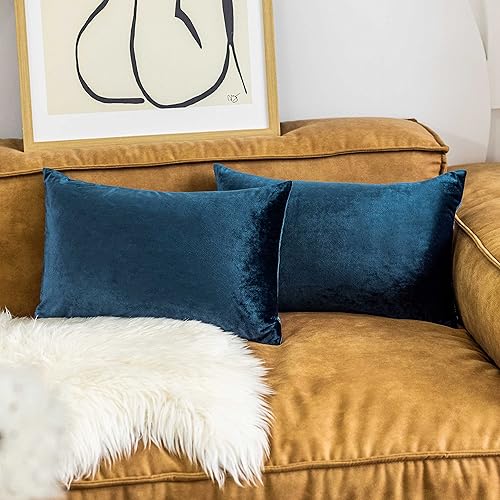 Vista 180 de Home Brilliant Fundas de almohada color verde azulado súper suaves cuadradas de terciopelo azul para sofá, dormitorio de niñas pequeñas, 18 x 18