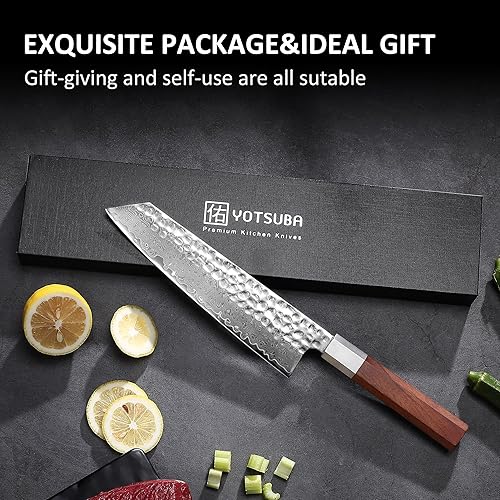 Miniatura 6 de YOTSUBA Cuchillo de chef japonés Gyuto de 8 pulgadas, cuchillo de cocina japonés profesional de Damasco forjado a mano, cuchillos de cocina ultra