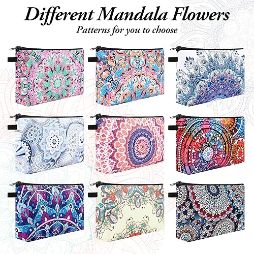 Miniatura 5 de Kajaia 30 bolsas de maquillaje a granel, bolsa de cosméticos a granel, regalos de graduación, bolsas de flores de mandala, bolsa de maquillaje
