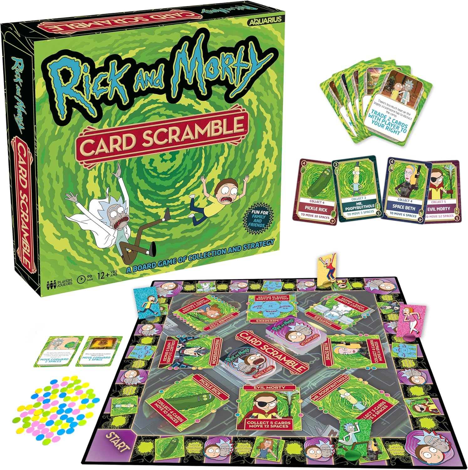 AQUARIUS Rick & Morty Card Scramble Board Game - Fun Family Party Game for Kids, Teens & Adults - Entertaining Game Night Gift - Officially Licensed Rick & Morty Merchandise