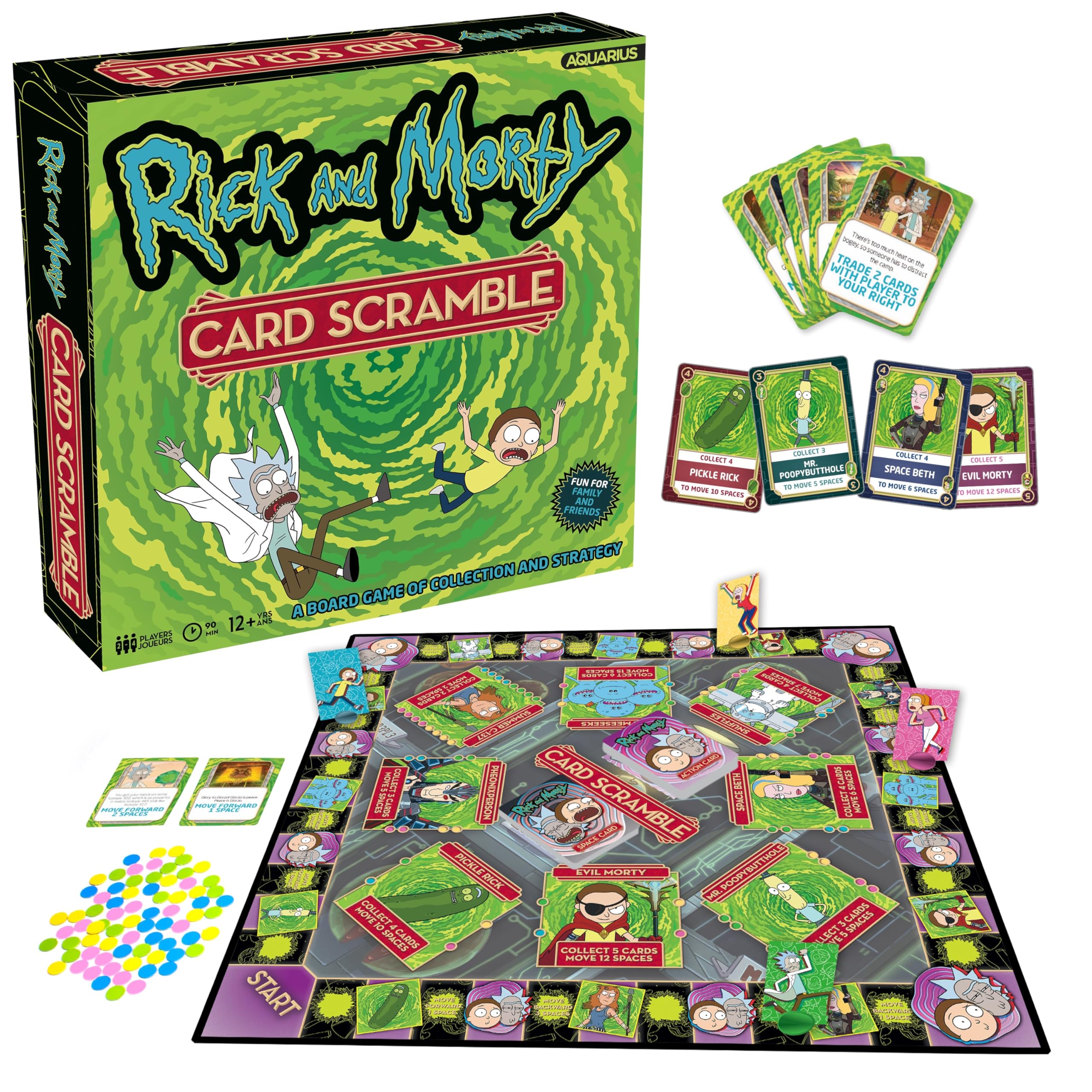 AQUARIUS - Gioco da Tavolo Rick and Morty Card Scramble per 2-​4 Giocatori, Età 12+