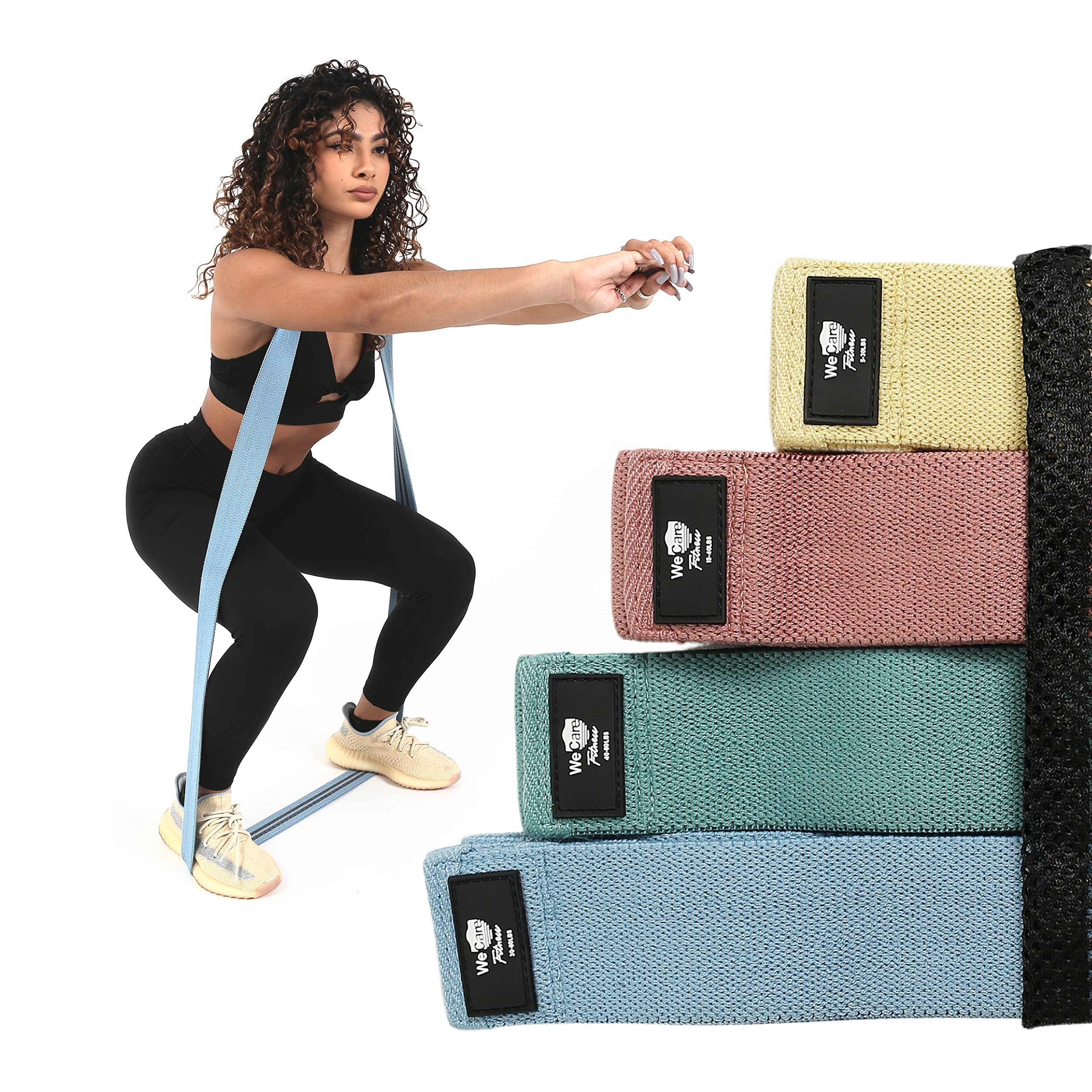 WeCare Fitness 4 Pack Resistance Bands | Color Coded by Resistance Level | Full-Body Workout & Strength Training | at-Home Workout or On The Road