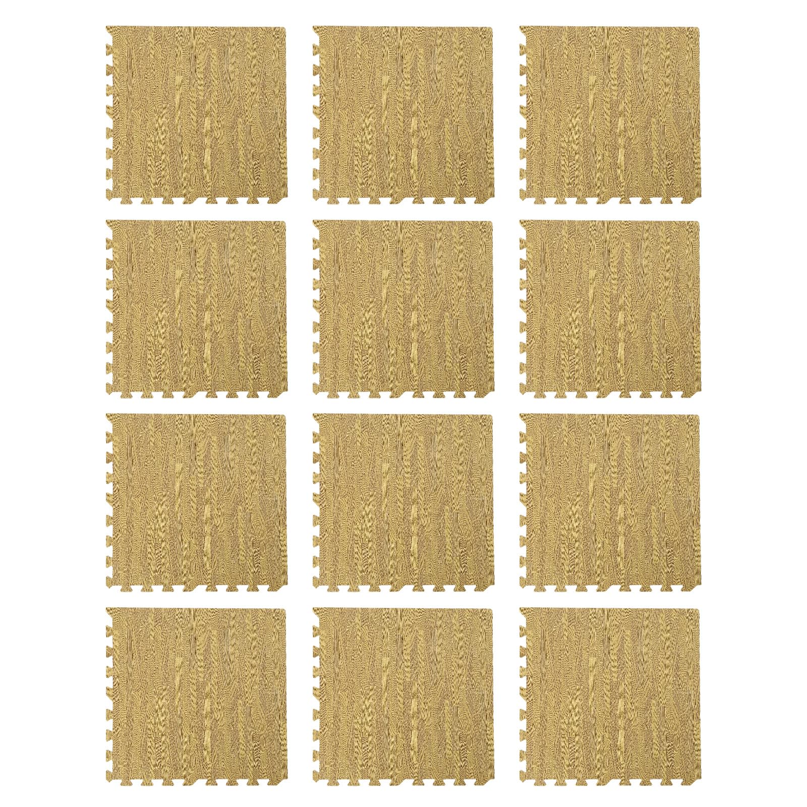 Foam Tiles, Modern Style Interlocking Foam Floor Mats, Wood Grain 12PCS Foam Puzzle Floor Mats 23.62 * 23.62in (Light Brown)