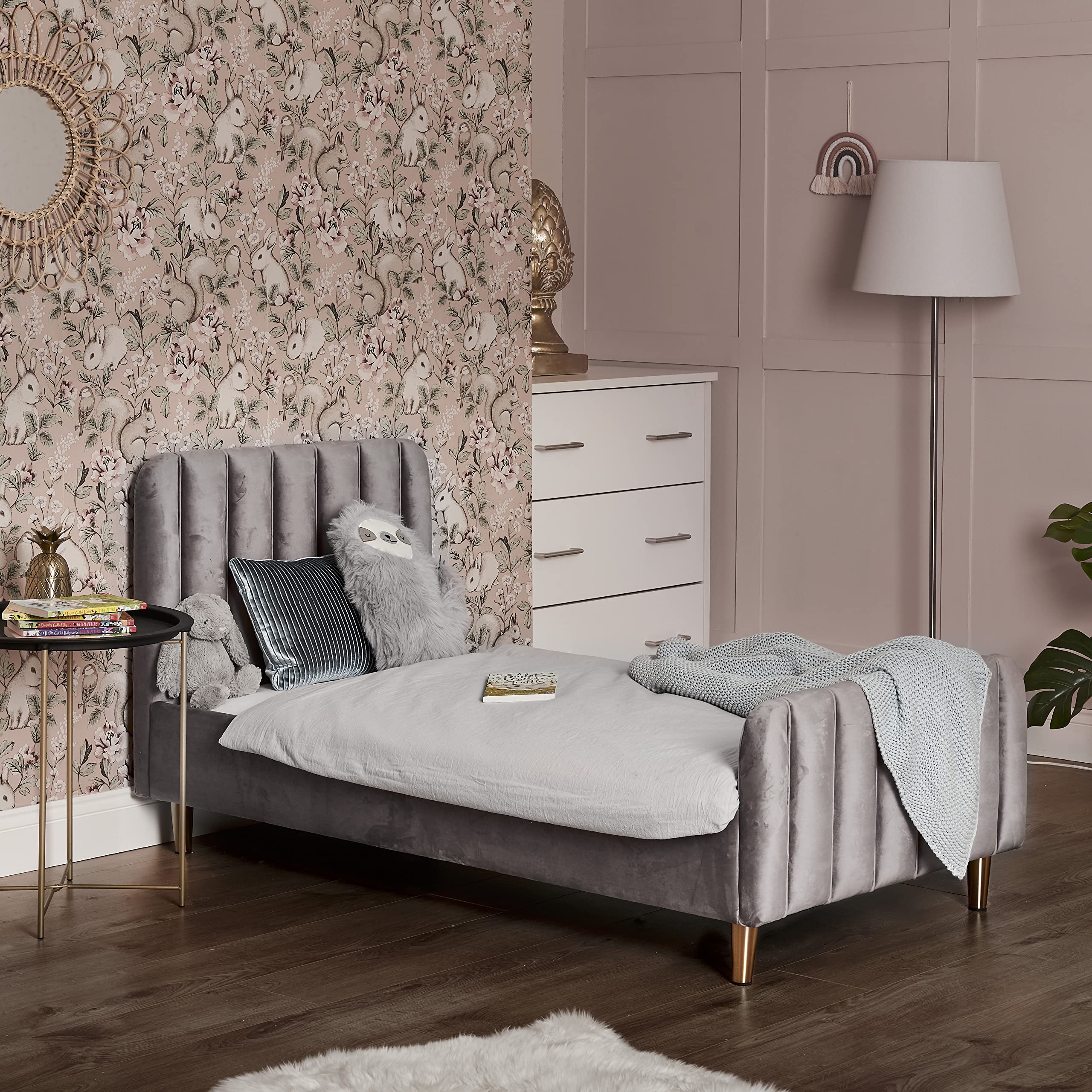 Obaby Gatsby Toddler Bed - Velvet Grey - 140x70cm Mattress