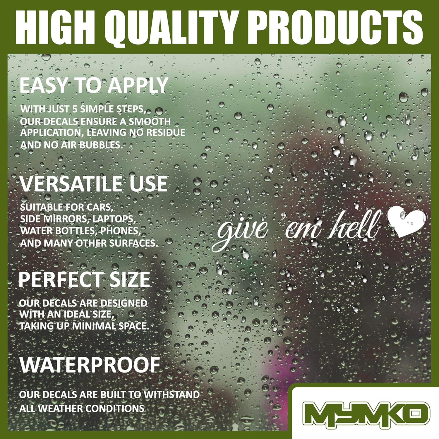 Give 'em Hell Heart Decal, Humor Sarcastic Car Window Decals, 6 Inches UV DTF Tranfer Car Stickers, Weatherproof Car Truck Window Bumper Sticker, Funny Car Stickers and Decals for Boy Girl Adult - Image 4