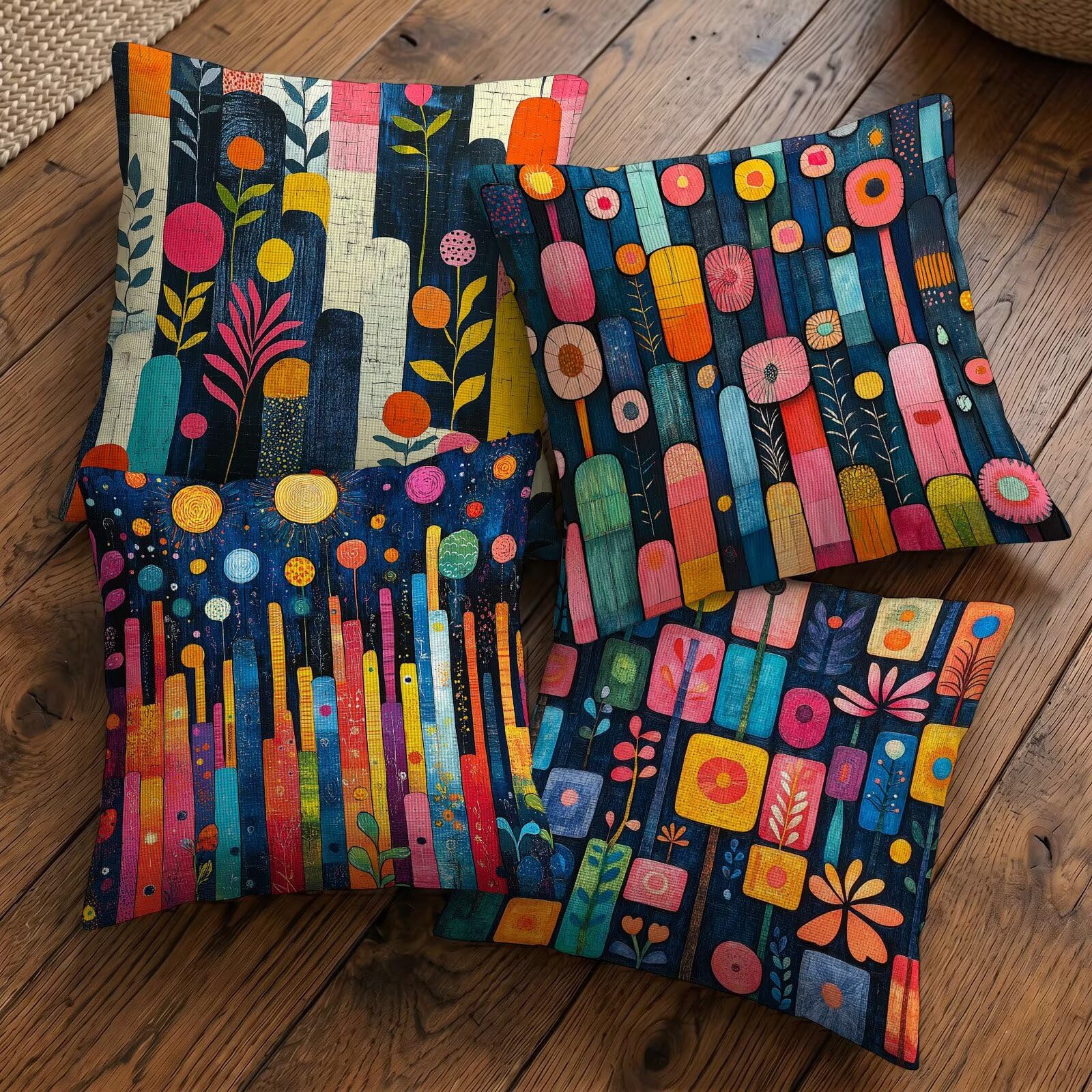 Fundas de Cojines Impermeables para Exterior Geometría Funda Cojin 80x80 cm Juego de 4 Cuadradas Lino Funda de Almohada Decorativas para Sofá Terraza Silla Jardín Cojines Decorativos (Flor) L-O263