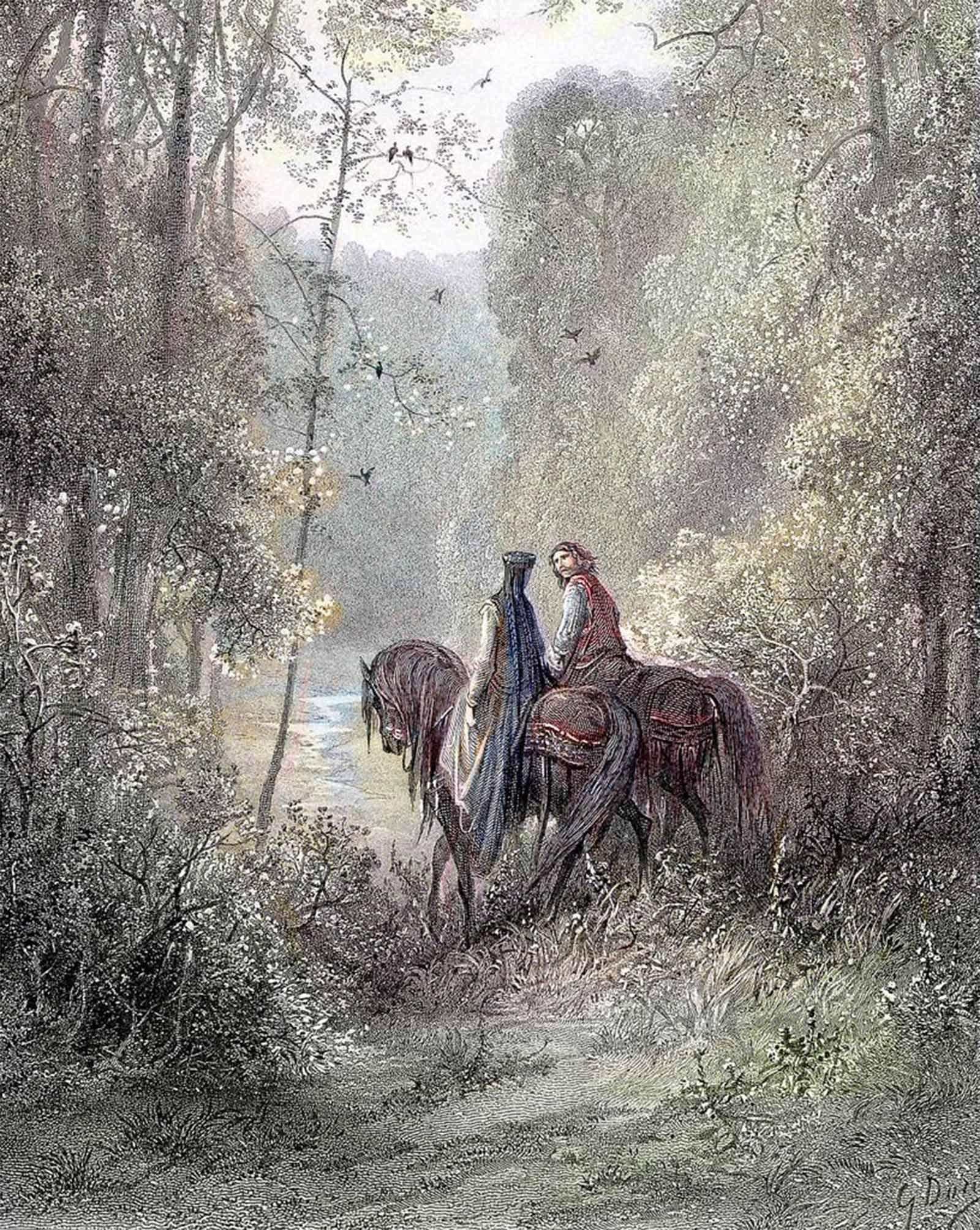SERENDIPITP Vintage Wall Art Canvas Nordic Poster Canvas Print Picture They Lost Under Groves That Seemed to Be a Paradise of Flowers by Gustave Dore Wall Art Poster for Home Decor 60x90cm