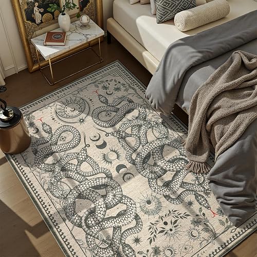 DCX 3x5 Washable Gothic Snake Rug (Beige)