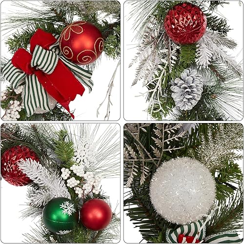 Miniatura 2 de Guirnalda de Navidad de 9 pies con 40 luces LED, guirnaldas de Navidad preiluminadas para puerta delantera, decoración de Navidad con adornos de