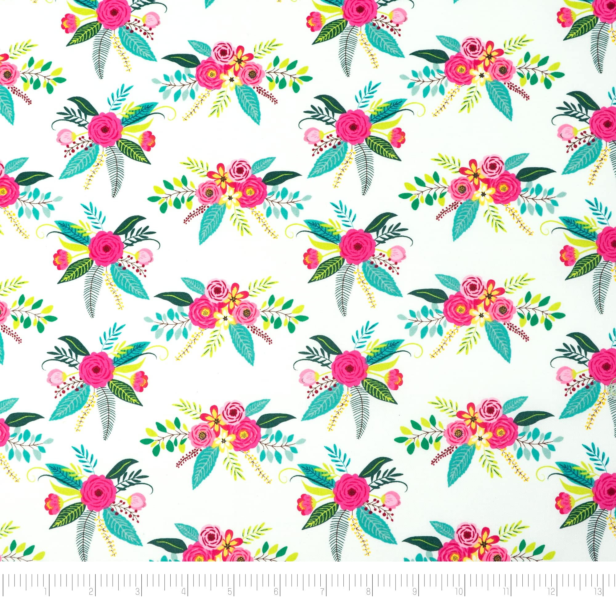 Singer Fabrics, 100% Cotton, Modern Bright Floral White, Precut, 2 Yard pre Cut
