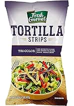 Fresh Gourmet Tri | Color Tortilla Strips | 1 Pound | Low Carb | Crunchy Snack and Salad Topper
