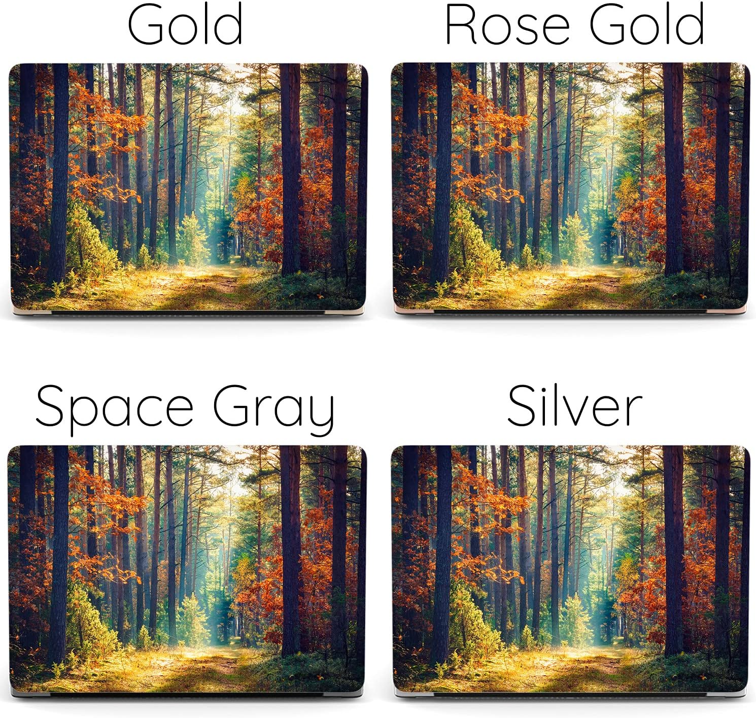 Mertak Hard Case Compatible with MacBook Pro 16 14 Air 15 13 inch M3 M2 M1 Mac 2024 2023 2022 2018 FAL Touch Bar Print Nature Leaves Clear Laptop Protective Trees Plastic Autumn Forest Trail Cover