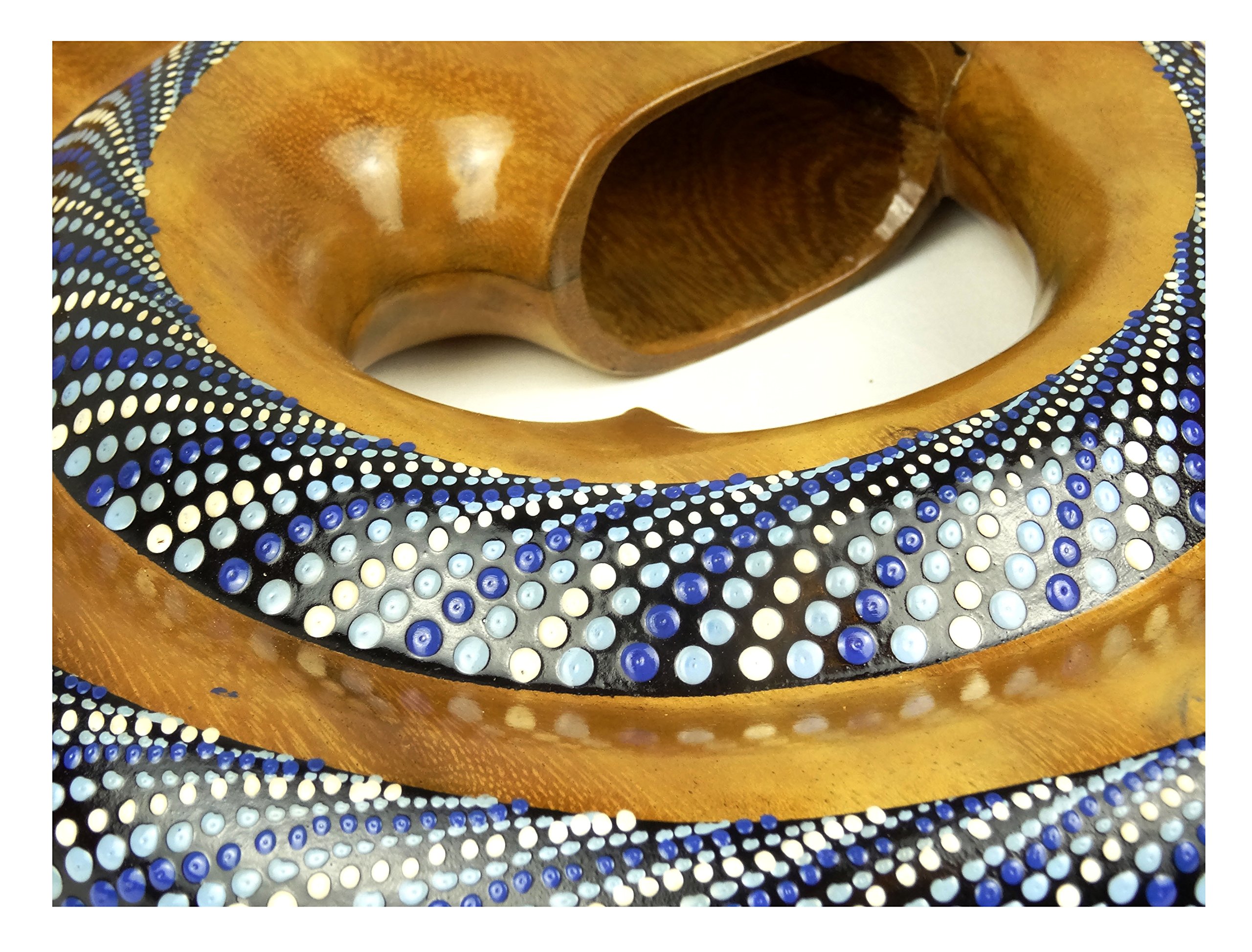 Didgeridoo Bois Suar Peint Spirale Artisanal Aborigène Spiral bleu
