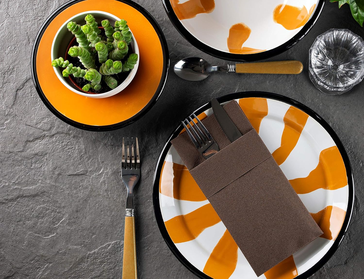 Gray Dinner Napkins Cloth Like with Built-in Flatware Pocket, Linen-Feel Absorbent Disposable Paper Hand Napkins for Kitchen, Bathroom, Parties, Weddings, Dinners or Events, 16x16 inches, Pack of 50 : Health & Household