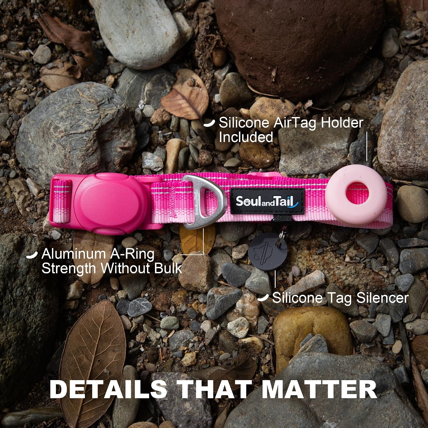 Daily Fit Dog Collar, Magnetic Buckle, Pink Pulse, L image 4