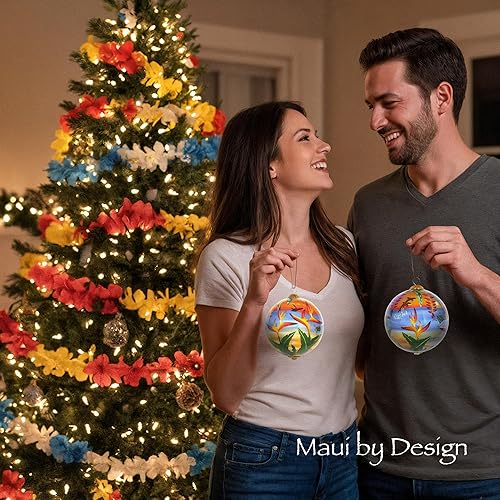 Miniatura 127 de Hawaiian Beach Life - Adorno hawaiano coleccionable de cristal pintado a mano con caja de regalo NB/H Beach Life,Corales y tortugas marinas,Puesta