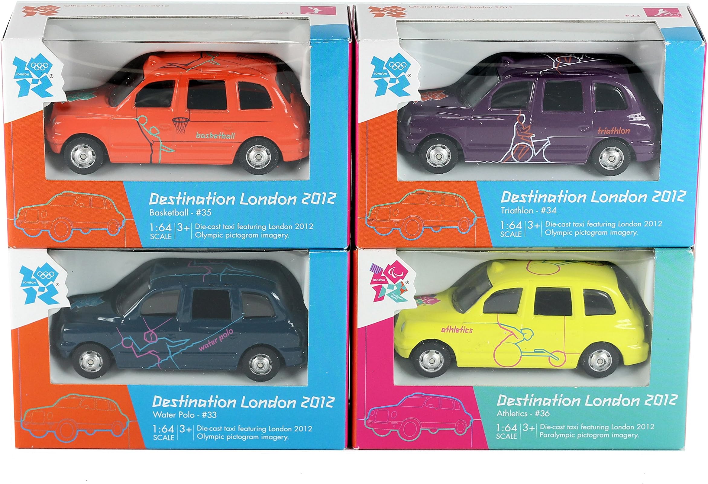London 2012 Set of 4 - Corgi Destination London Taxi Diecast Collectable Models #33, 34, 35 & #36