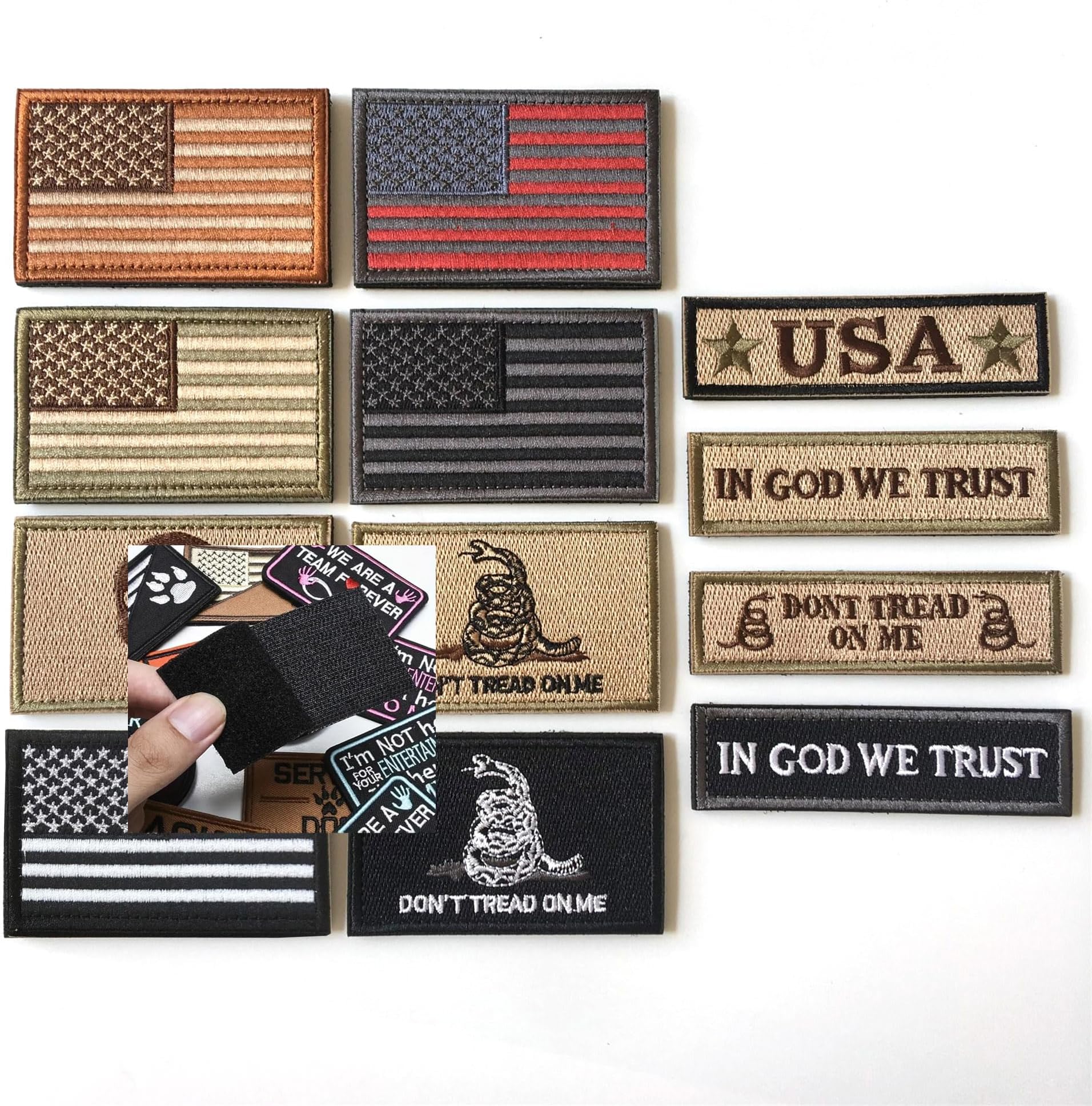 Bundle 12 Pieces USA Flag Hook and Loop Patch Tactical American Flag US United States of America Military Patches Set for Caps, Bags, Backpacks, Tactical Vest, Military Uniforms