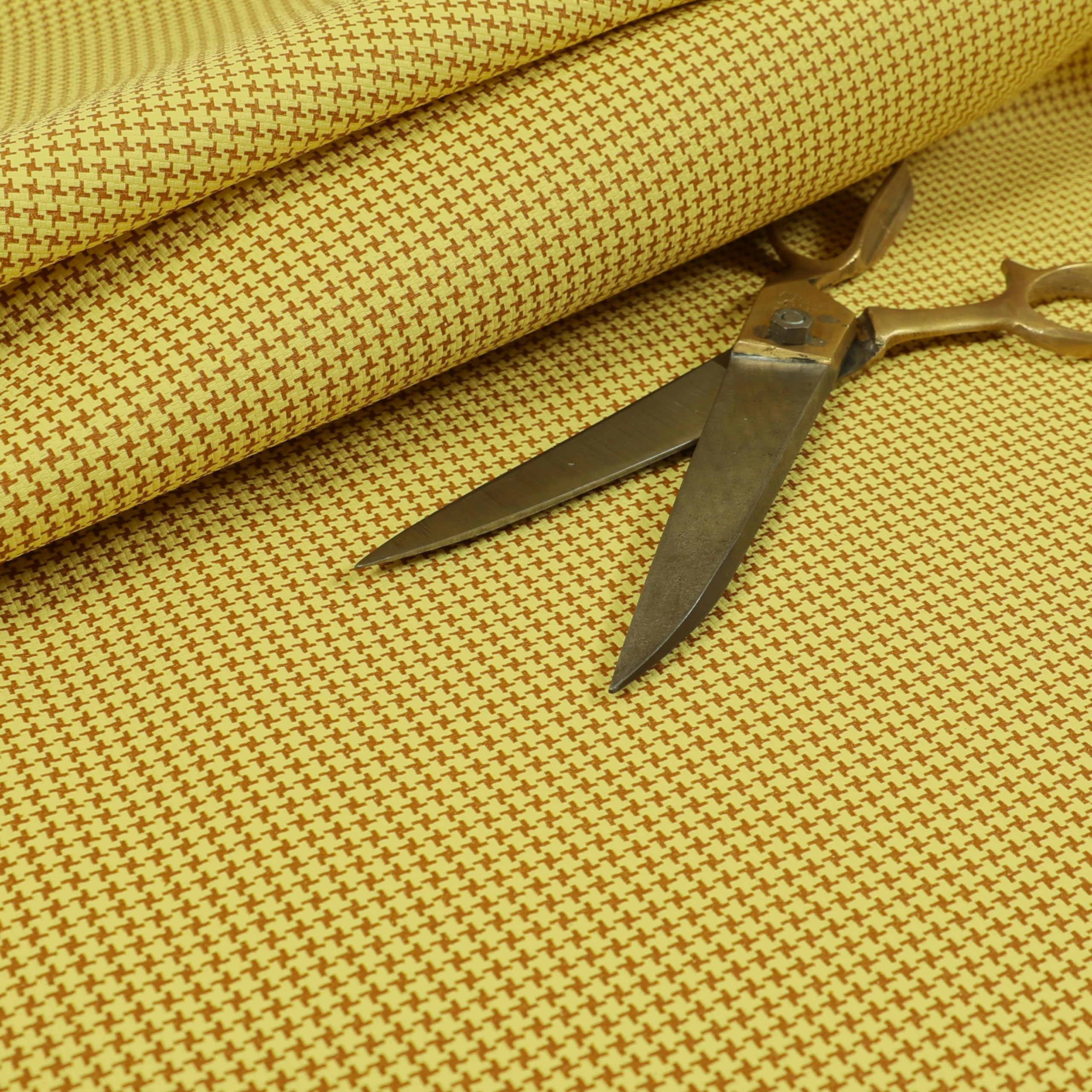 Redbrick Mill Fabrics Flame Retardant Modern Designer Houndstooth Pattern Faux Leather Yellow Vinyl Upholstery Fabric (1 Metre) โ image 1