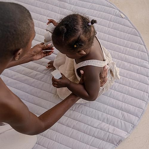 Miniatura 2 de Toddlekind Tapete de juego acolchado reversible de lujo 100% algodón orgánico de 48 pulgadas para bebésniños pequeños, multifuncional, rayas de