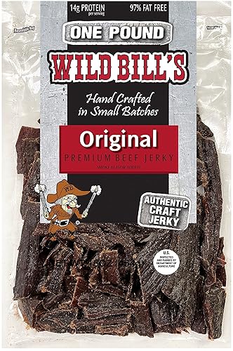 Wild Bill's Piezas de carne seca ahumada de nogal paquete de 16 onzas