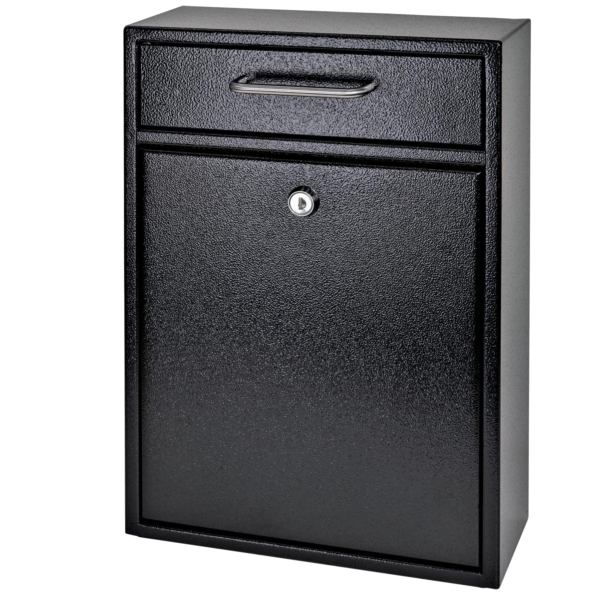 Mail Boss 7412 High Security Steel Locking Wall Mounted Mailbox-Office Comment Letter Deposit, Black Drop Box