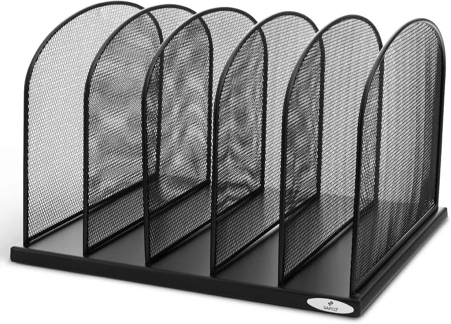 Safco Onyx Desk Organizer, 5 Tiered Vertical Compartments, Office and Classroom Mailbox , Paper and Mail Sorter, Steel Mesh, Black 5 Sort Vertical