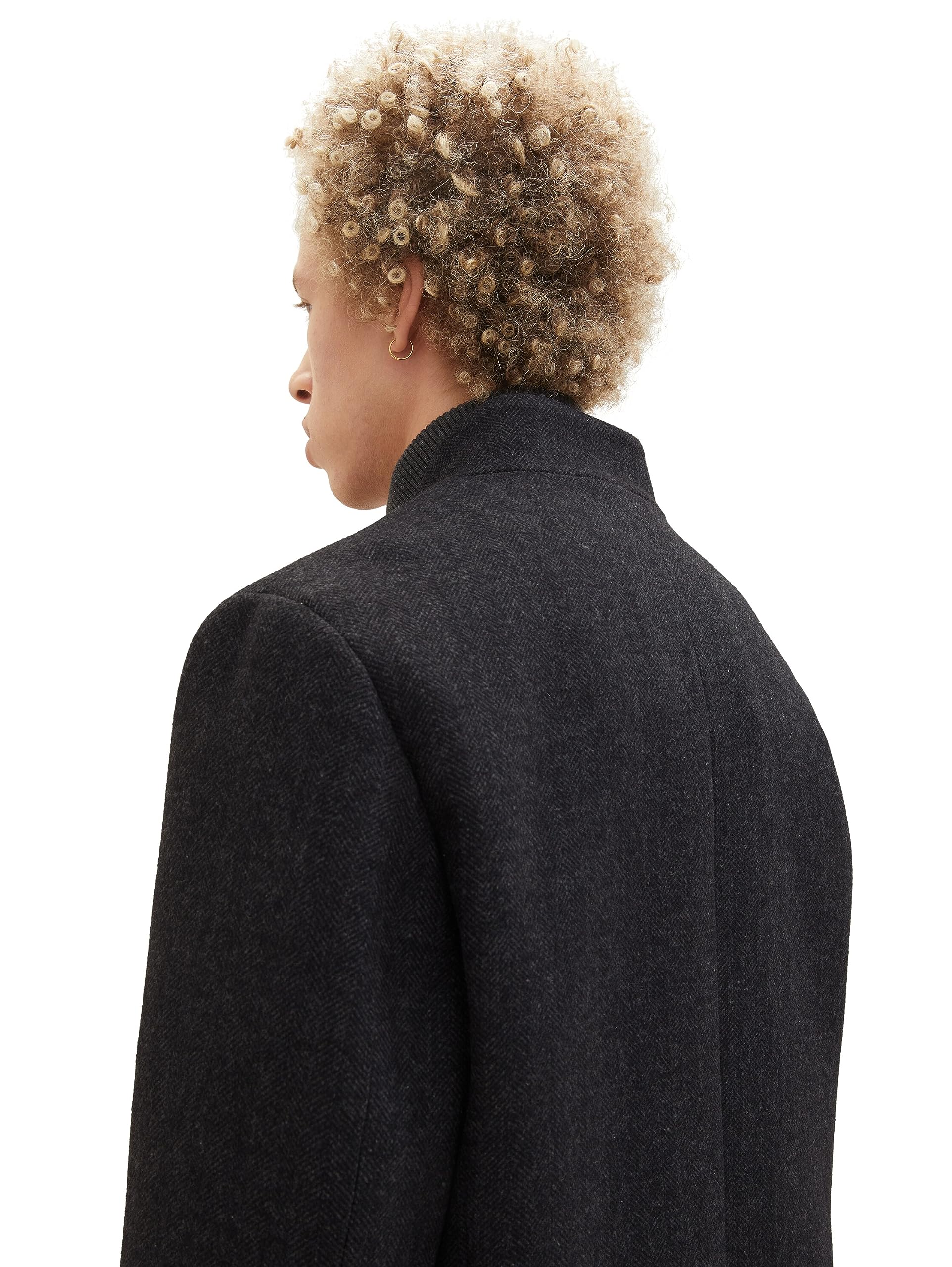 TOM TAILOR Denim Herren 3-Knopf Wollmantel mit Stehkragen
