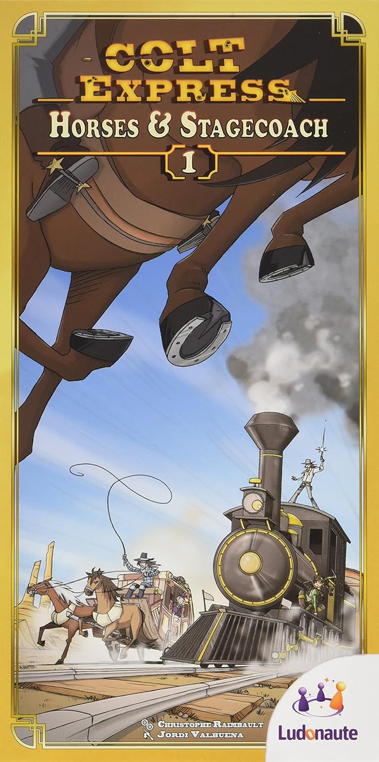 Colt Express Horses and Stagecoach Board Game EXPANSION Train Game, Programming Strategy Game, Wild West Adventure Game for Kids & Adults, Ages 10+, 2-6 Players, 40 Minute Playtime, Made by Ludonaute