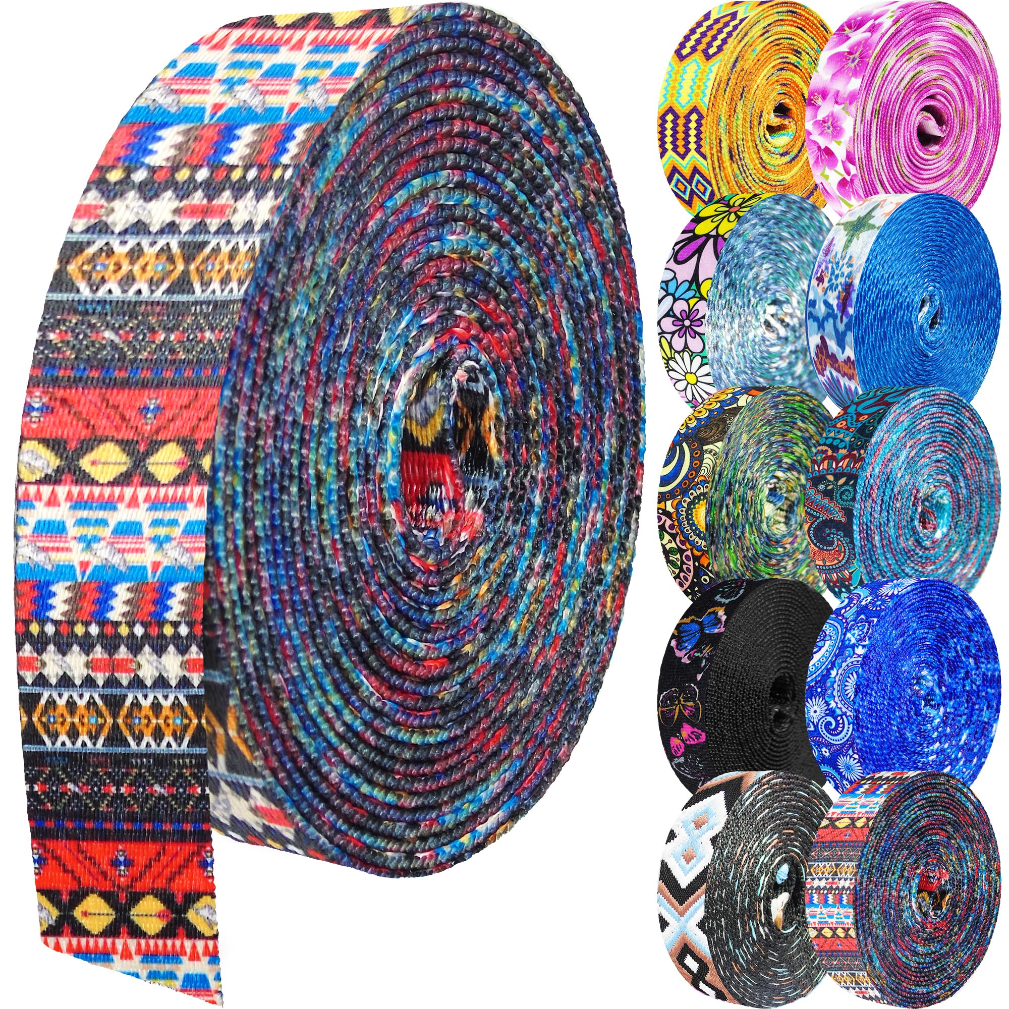 Grosun 1.5 inch Patterned Nylon Webbing Belt Webbing Straps Purse Straps Backpack Straps Nylon Belt