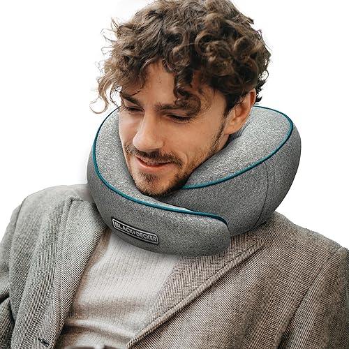 BLACK+DECKER Envoltura para el cuello de espuma viscoelástica con cierre de velcro y almohada de viaje de apoyo para comodidad del cuello y los