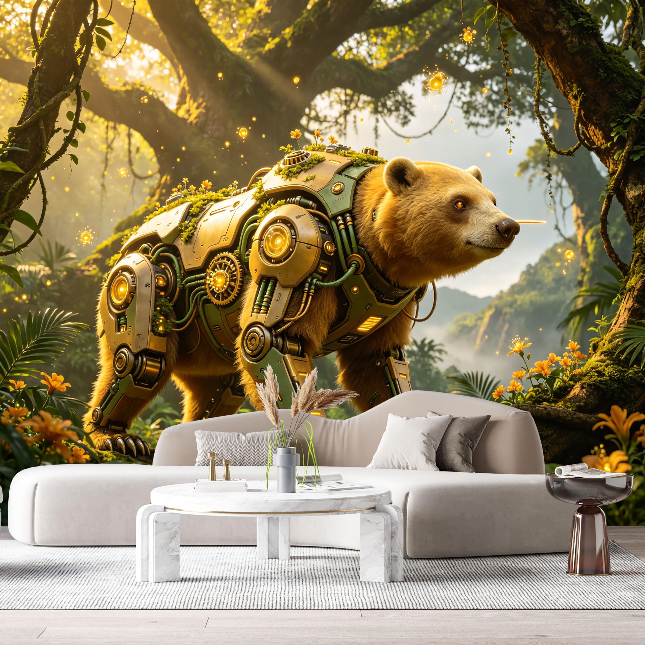 Custom Size Wall Mural Armored Wild Beast Armor SciFi Forest 3D Trompe L'Oeil SelfAdhesive Art Prints Removable Large Wallpaper Boy Bedroom Esports Room Game Room Tenant Room Studio