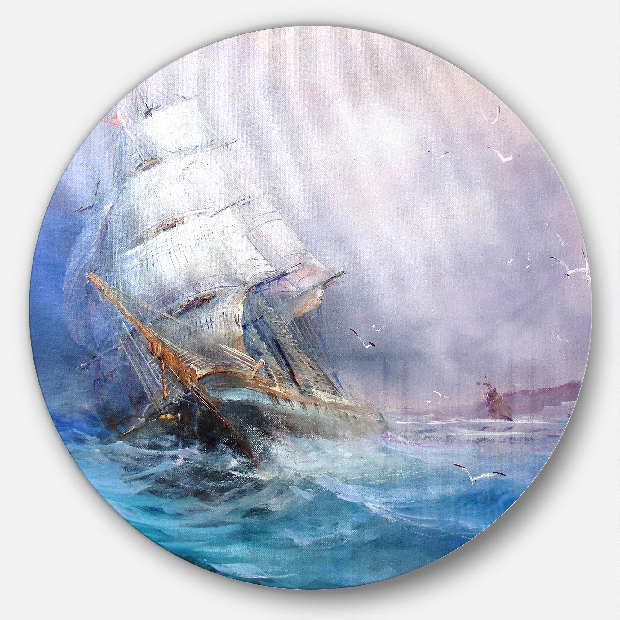 絵画 trip Designart Mt7622-C11 Sea Breeze-Seascape Painting Round-Disc of 11