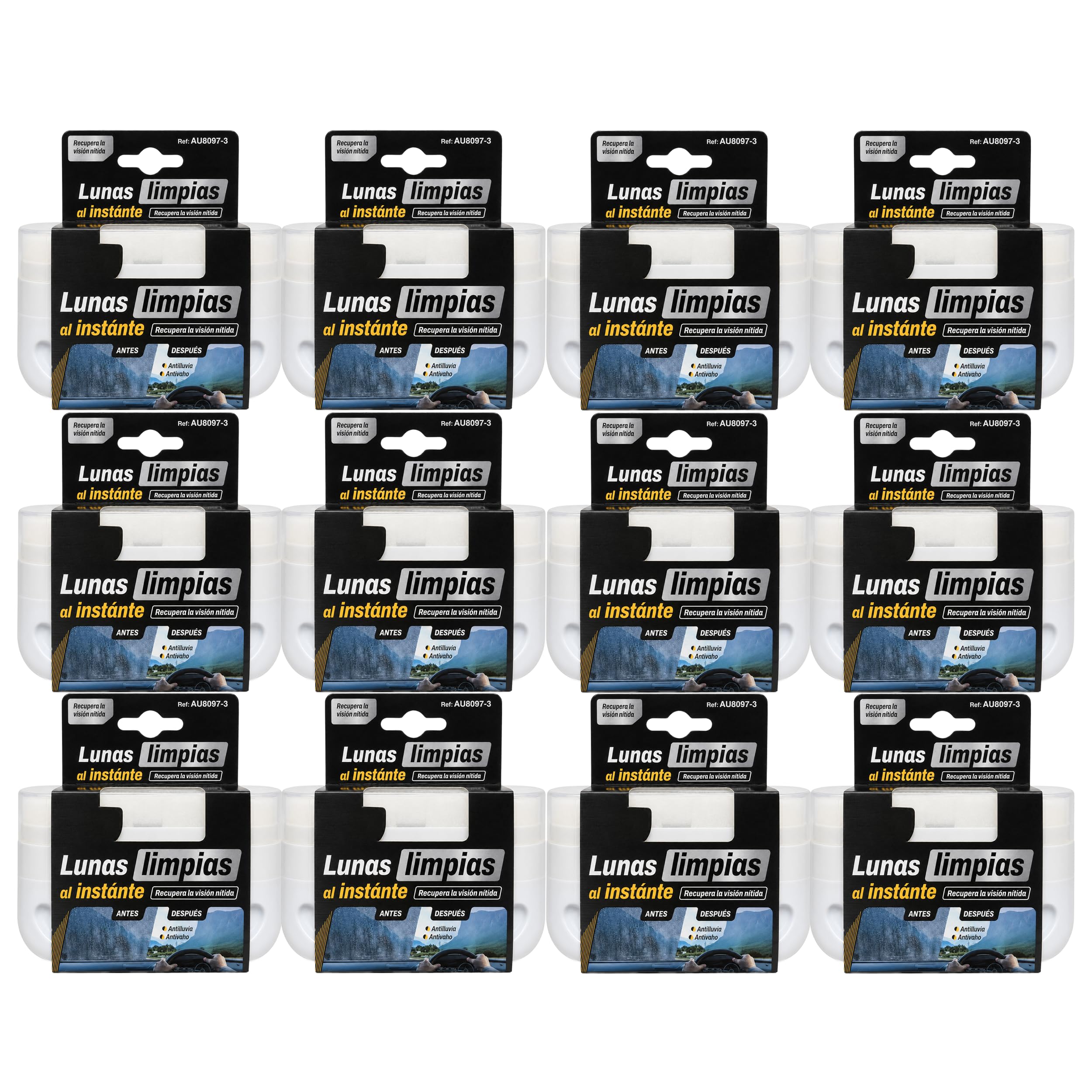 Limpiador de lunas 100 ml, esponja mágica para coche, pack de 12