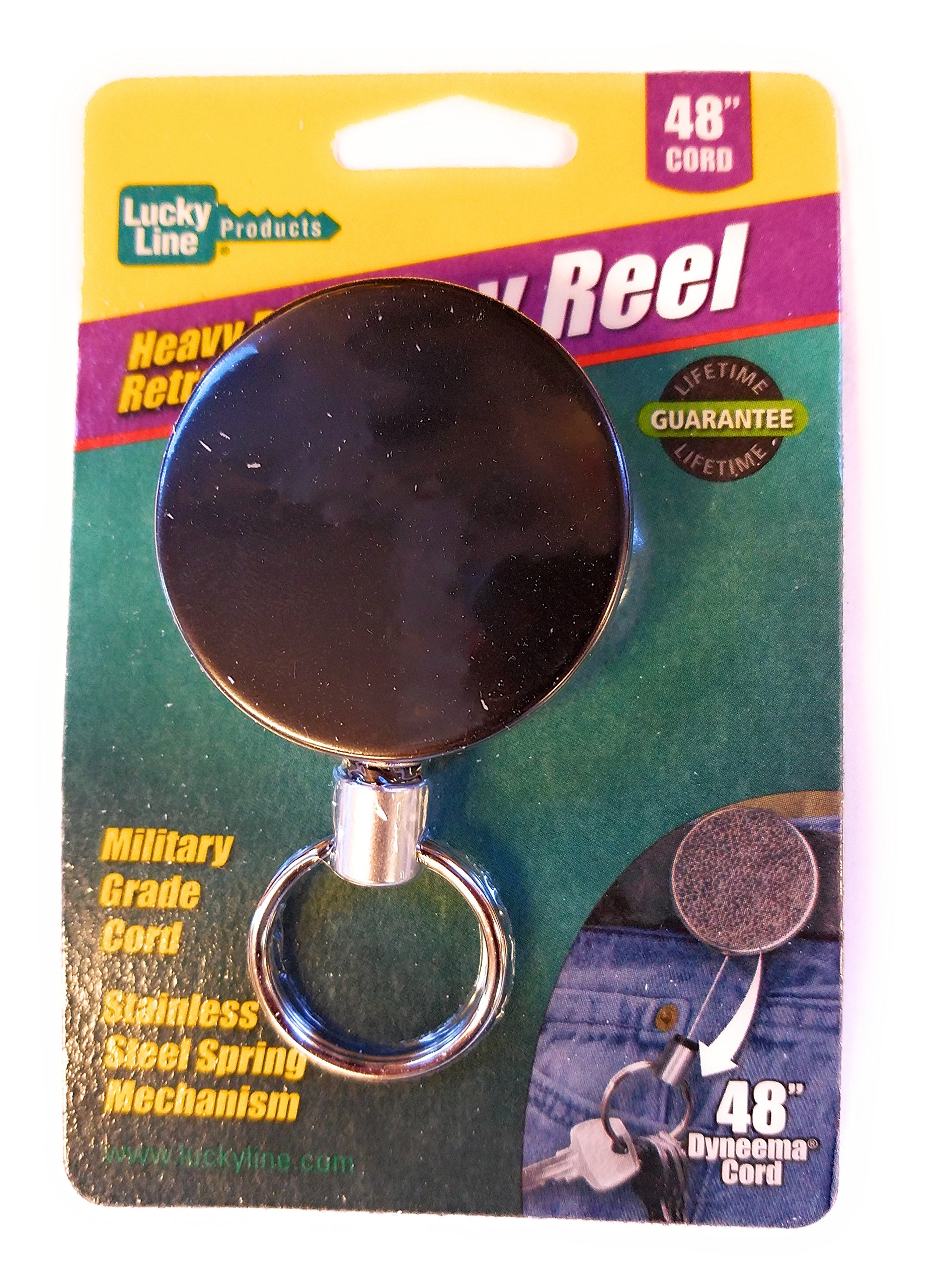 Lucky Line 46801 48 "Heavy Duty Negro retráctil carrete de clave