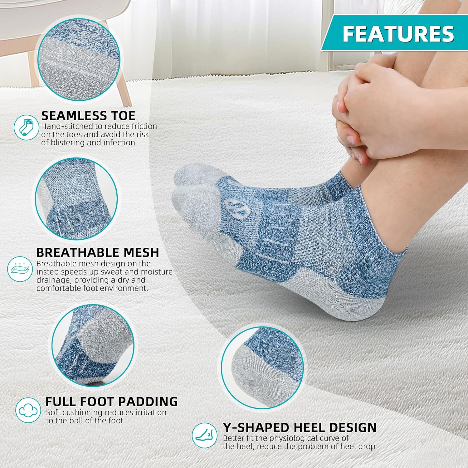 Diabetic Socks for Men,4 & 6 Pairs Low Cut Bamboo Viscose Wide Mens Diabetic Socks Size 9-11 10-13 - Image 4