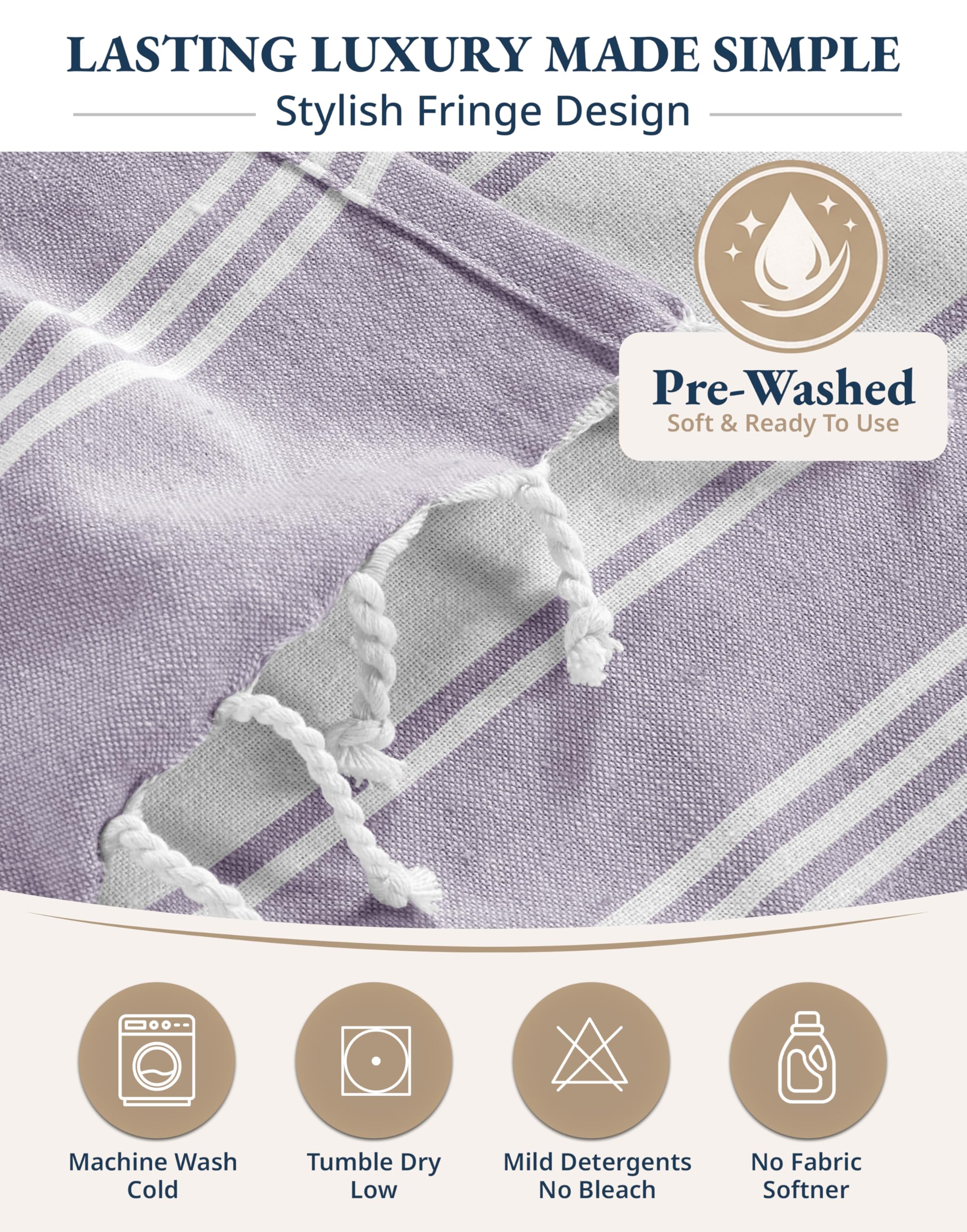 Lane Linen Lot de 4 serviettes de plage surdimensionnées – Serviettes turques pré-lavées, à séchage rapide pour voyage, grandes serviettes de piscine, 99,1 x 180,3 cm – Pour pause journée