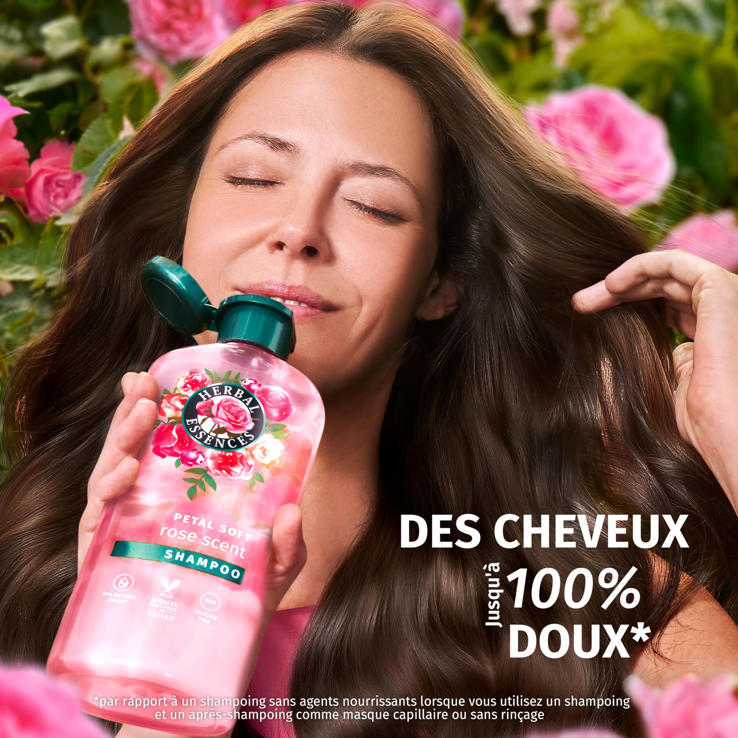 Herbal Essences Shampooing Douceur Parfum Rose 650ml Cheveux Secs Soyeux Et Nourris. Essence De Rose, Ingrédients Naturels. Sans Silicone, Vegan Et Sans Cruauté - 4