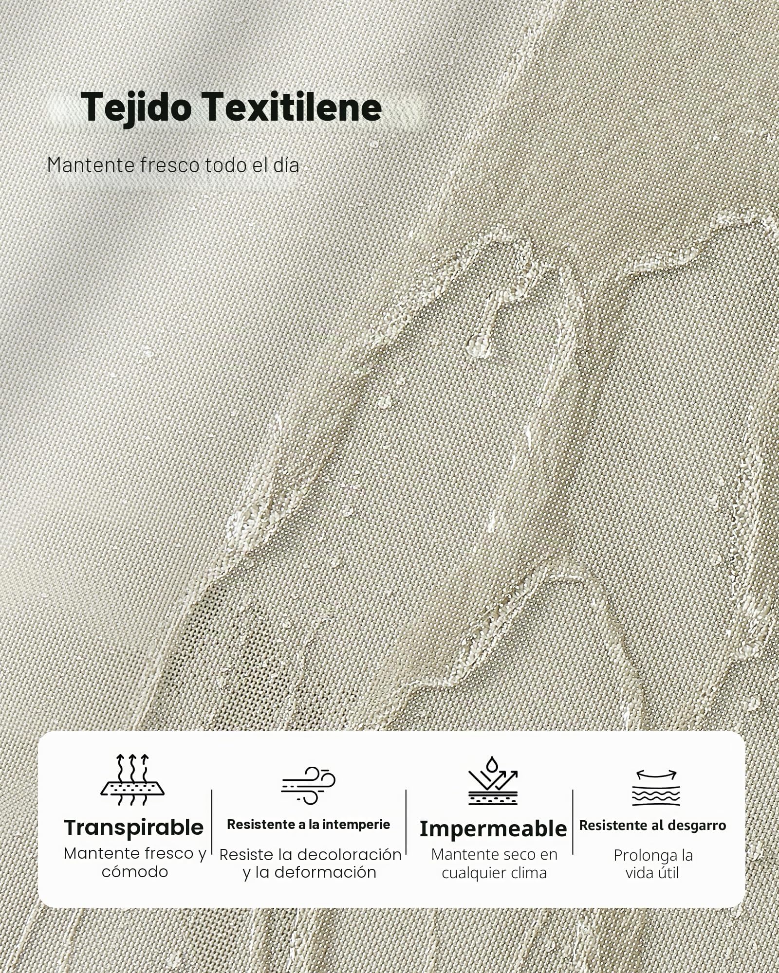 VEVOR Tumbona Plegable, 1110 x 595 x 105 mm, Tumbona Impermeable con 5 Posiciones Ajustables, Sillón de Aluminio Relajante, Carga de 180 kg para Jardín, Playa, Patio, Camping y Terraza, Caqui