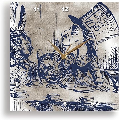 3dRose DPP_110204_2 Mad Hatter Vintage Alicia en el país de las maravillas - Reloj de pared, 13.0 x 13.0in