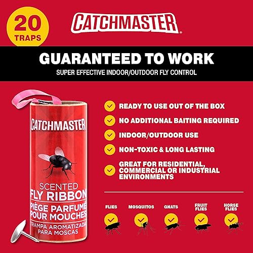 Miniatura 7 de Catchmaster Paquete de 12 trampas para moscas, paquete de 12 y cinta para moscas, paquete de 20 trampas para insectos y moscas para interiores y