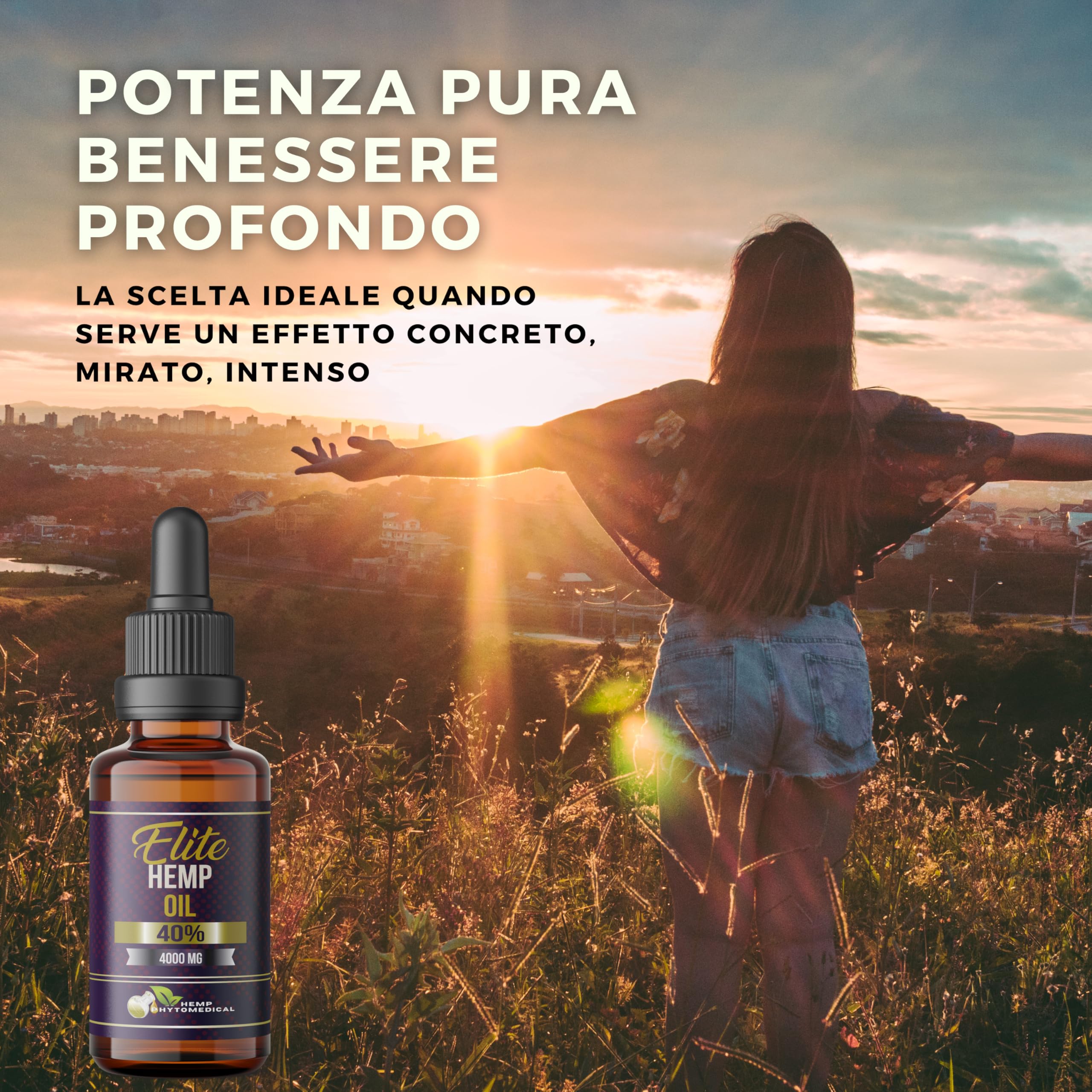 HEMP PHYTOMEDICAL Elite Hemp Oil 40%, Olio di Canapa Certificato ad Alta Concentrazione. Super Concentrato per un Benessere Profondo e Intenso