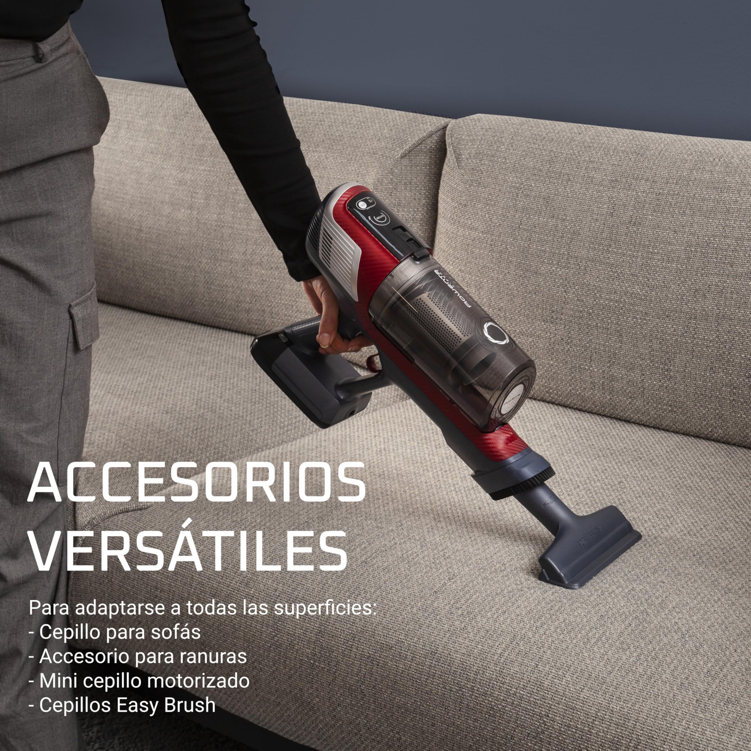 Rowenta XPert 6.60 Flex, Aspiradora escoba sin cable, Con 3 funciones en 1, Autonomía de 45 minutos, Batería de litio, Tubo flexible, Fácil acceso diferentes superficies, Color Negro/Rojo, RH6471