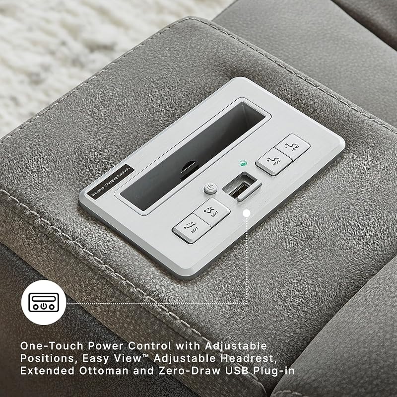 Signature Design by Ashley Faux Leather Power Reclining Sofa, Slate image 5